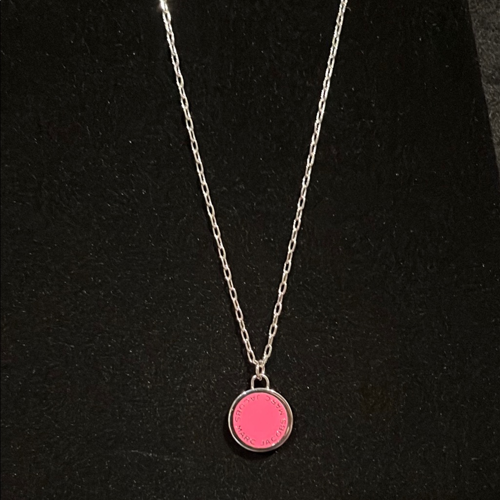 Nwt Marc Jacobs Silver Necklace With Pink Pendant 60$
